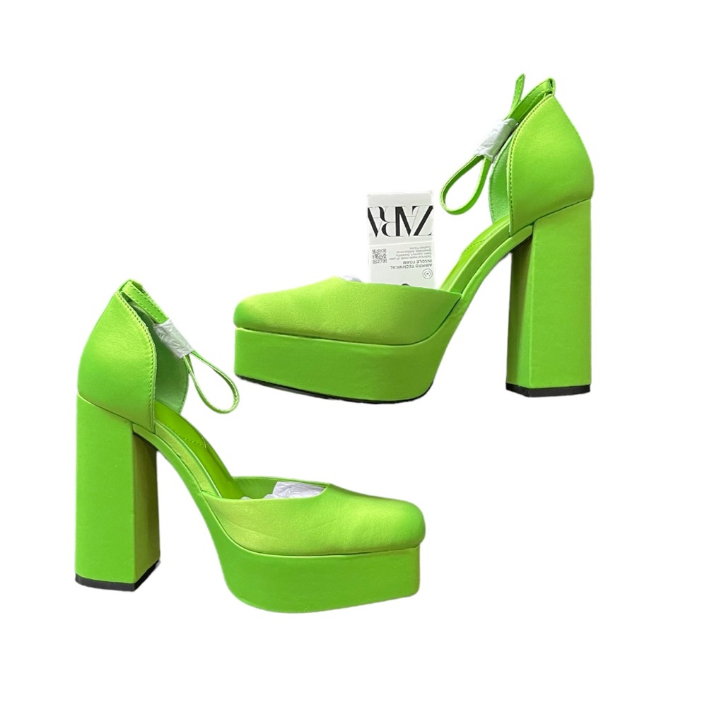 Zara Satin Block Platform Heels